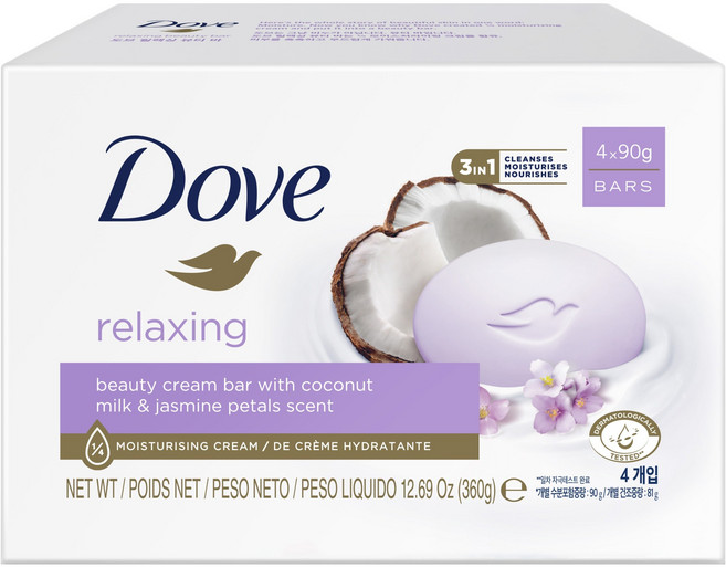 도브 뷰티바 비누 릴랙싱, 90g, 4개입