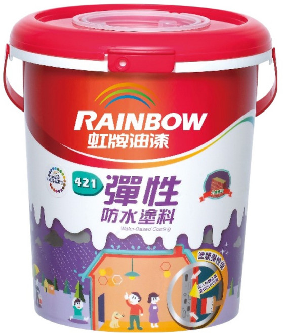 RAINBOW 虹牌油漆 421 彈性防水塗料 1加侖, 象牙, 3785ml, 1桶