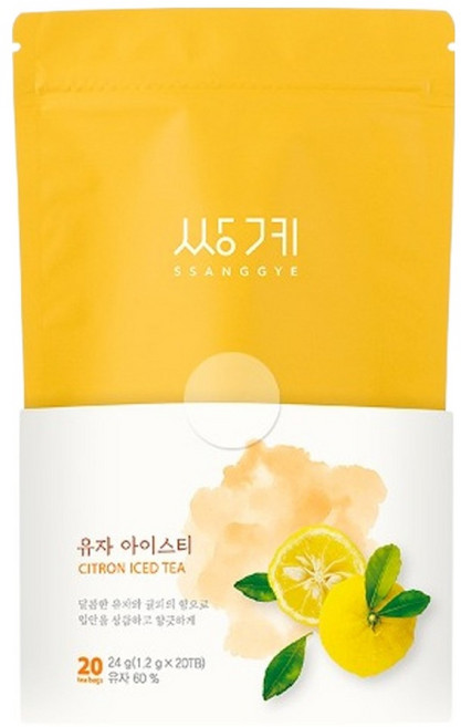 쌍계명차 아이스티 유자, 1개, 20개입, 1.2g