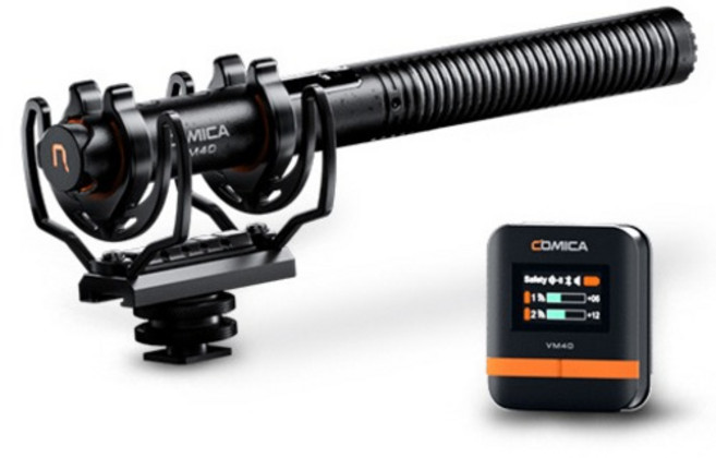 코미카 지향성 샷건 카메라 스마트폰 겸용 무선마이크, VM40, 블랙