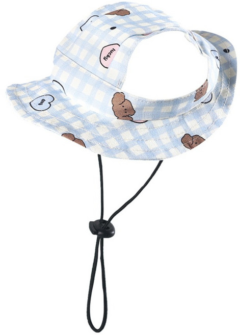 요런개 반려동물 야외 귀여운 만화 모자, 02 블루, 1개