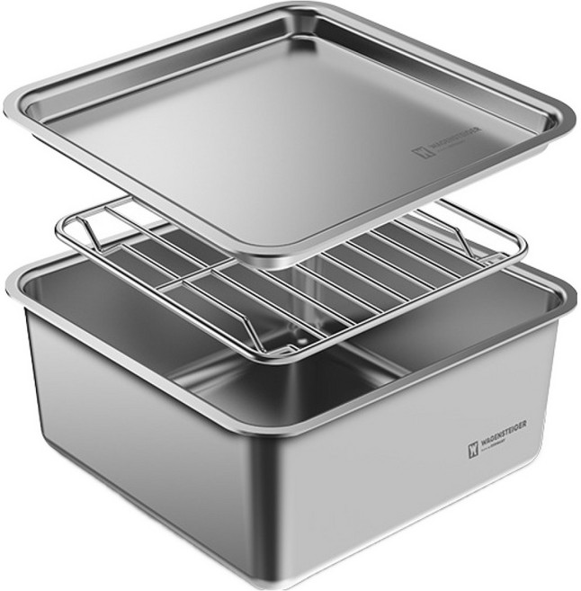 바겐슈타이거 연마제 없는 스텐304 콰트라트 캐니스터 + 뚜껑 + 랙 세트 낮은형 750ml, 뚜껑 + 랙 + 캐니스터, 1세트