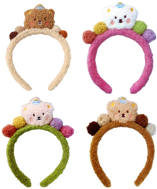 코히모 곰돌이 생일 파티 놀이공원 머리띠 4종 세트 5W0370, 1세트, 혼합색상
