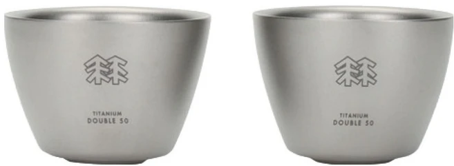 코오롱스포츠 티타늄 더블 50 캠핑 컵 KEXEX24860TIT 2p, 실버, 1개 - 쿠팡