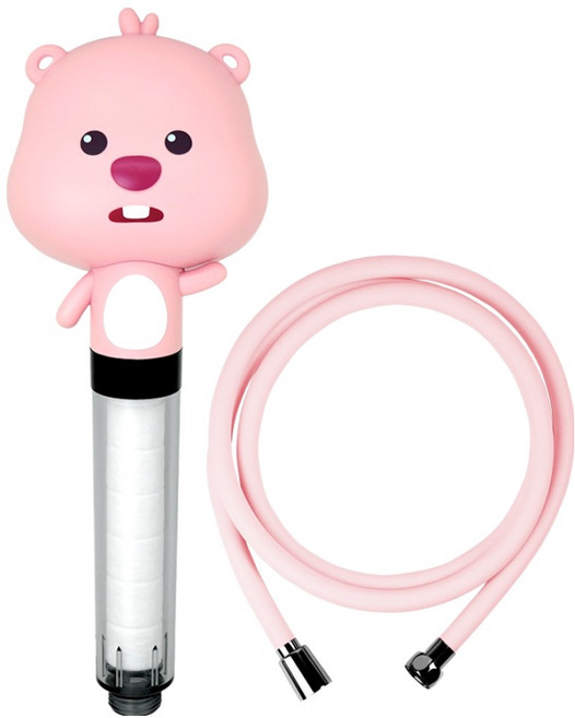 대림바스 잔망루피 멀티필터 샤워기 + 튜브형 샤워줄 2m 세트, 1세트, 핑크