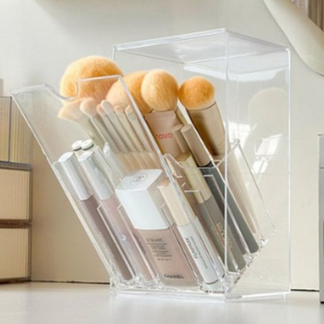 리빙웍스 45도 오픈형 브러쉬 정리함, 1개, 투명