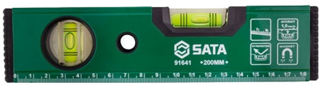 사타 고강도 자석 수평자 200mm 91641, 1개