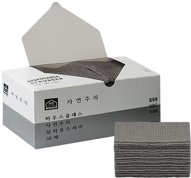 하우스클래스 자연주의 일회용 수세미, 그레이, 36개입, 1개