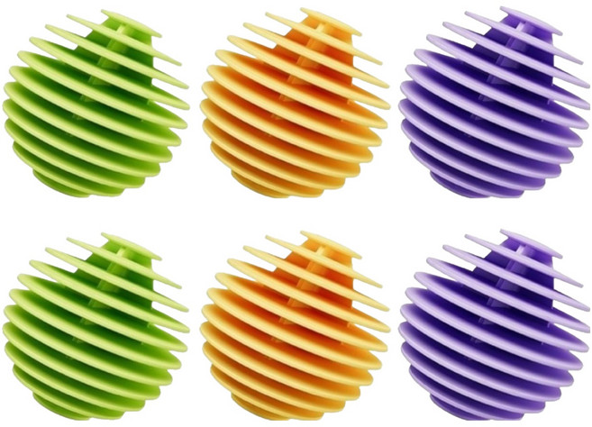 땡스데이 엉킴 구김 방지 세탁볼 6P, 그린, 오렌지, 퍼플, 1세트