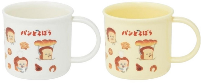 Skater 銀離子塑膠水杯 200ml 2個, 1組, 麵包小偷 白色 + 黃色