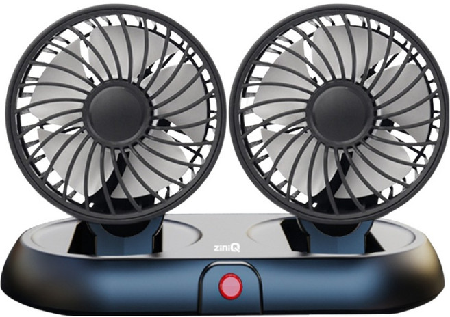 지니큐 USB타입 듀얼 5엽 날개 3단풍량 서큘레이터형 차량용 선풍기, 블랙, FC-200A