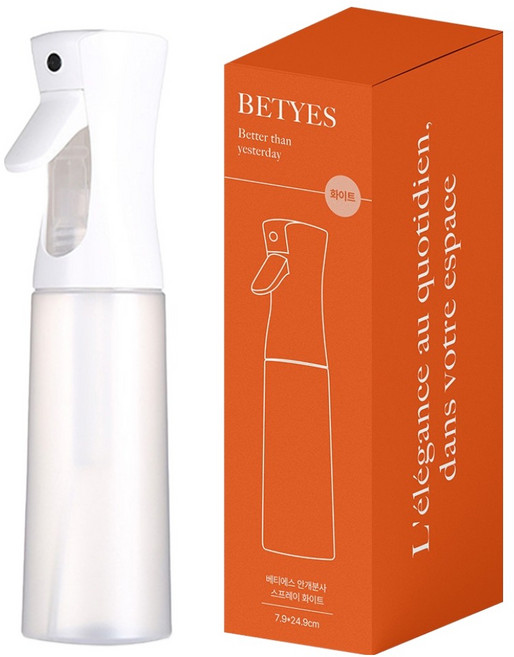 베티에스 프리미엄 압축 안개분사 스프레이 분무기 300ml, 화이트, 1개