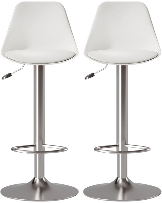 HABITY 現代室內裝飾舒適腳踏居家吧台椅, 白色, 2個