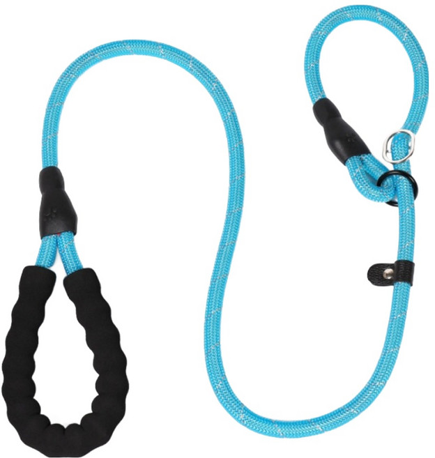 아미펫 강아지 컬러로프 일체형 목줄 리드줄, 블루, 1개