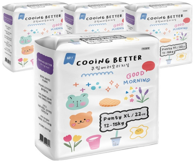 Cooing 베러 오리지널 팬티형 기저귀, 특대형(XL), 88매