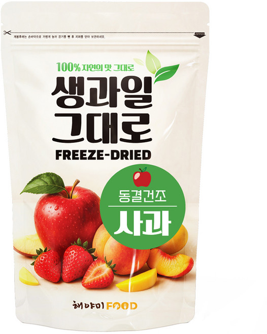 해야미 생과일 그대로 동결건조 사과, 1개, 80g
