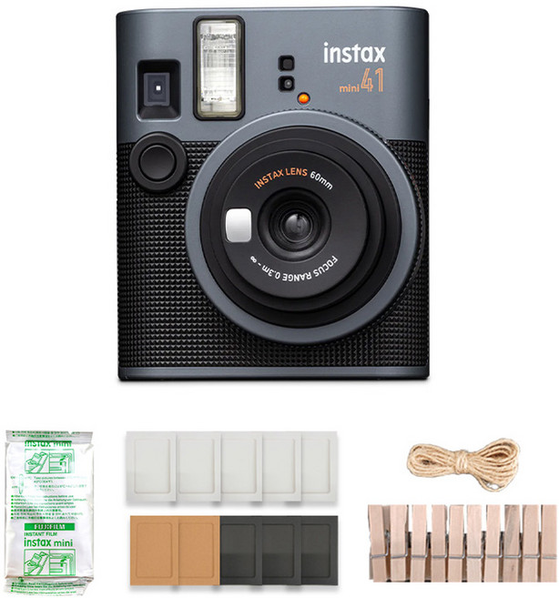 인스탁스 미니41 즉석카메라 + 미니필름 10장 + 종이액자 + 나무데코 세트 instax mini 41, 1세트