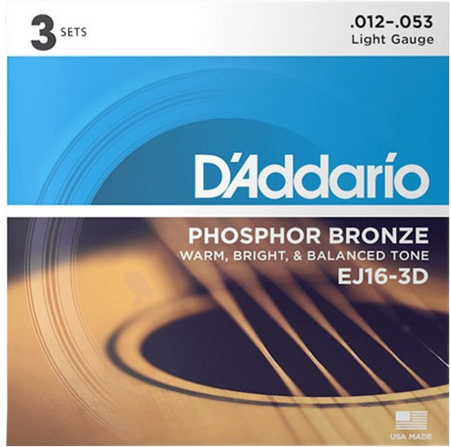 431164 다다리오 어쿠스틱기타 스트링, EJ16-3D, 1개