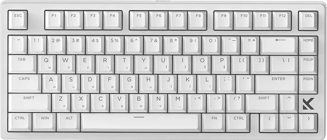 MCHOSE 프리플로우 8K 래피드 트리거 자석축 게이밍 유선 텐키리스 키보드, 화이트, JET75, 퀵실버 - 쿠팡