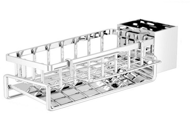 ONE HOUSE 悅川不鏽鋼排水瀝水架 + 桿子 + 筷筒, 1組, 1層, 銀色