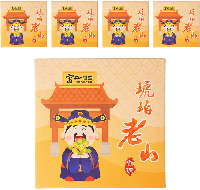 FushanKodo 富山香堂 琥珀香環 24小時 5盒, 老山檀香