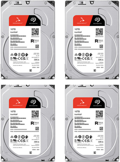 씨게이트 IronWolf NAS HDD 패키지 4p, 16TB, ST16000VN001