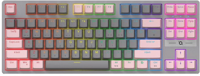 COX 교체축 게이밍 기계식 유선 텐키리스 키보드, Gray + Pink, CK480, 적축