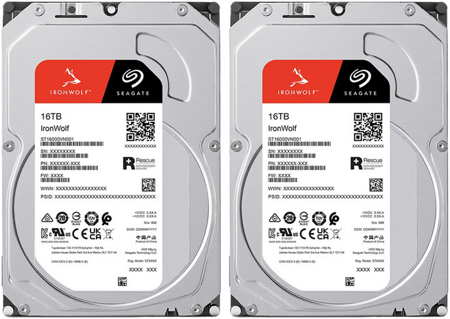 씨게이트 IronWolf NAS HDD 패키지 2p, 16TB, ST16000VN001