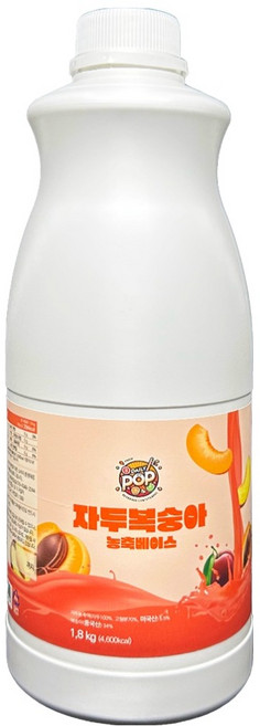 데일리팝 자두 복숭아 농축 베이스, 1개, 1.8kg
