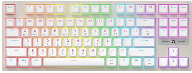 COX 교체축 게이밍 기계식 유선 텐키리스 키보드, White, CK480, 청축