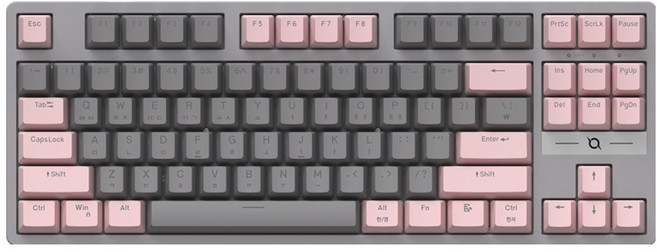 COX 교체축 게이밍 기계식 유선 텐키리스 키보드, Gray + Pink, CK480, 청축