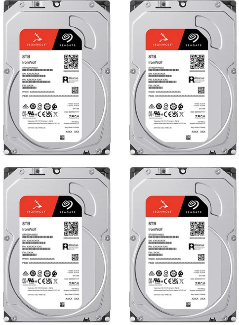 씨게이트 IronWolf NAS HDD 패키지 4p, 8TB, ST8000VN002 - 쿠팡