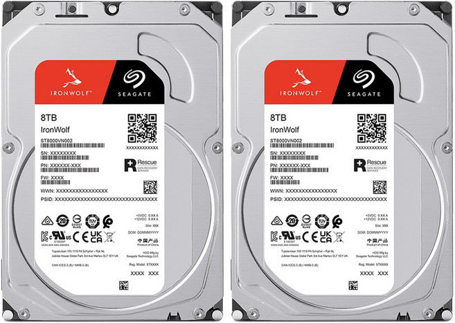 씨게이트 IronWolf NAS HDD 패키지 2p, 8TB, ST8000VN002