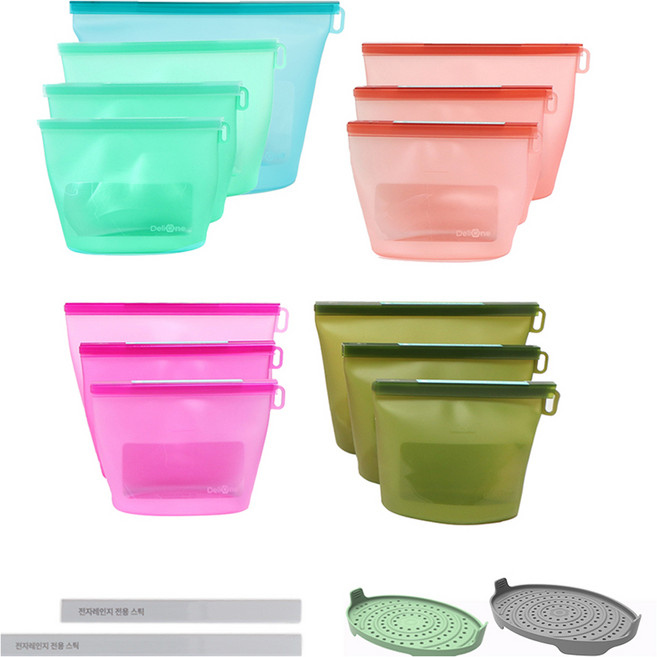 델리원 뉴 액상 실리콘 지퍼백 13종 + 띄우개 2종 + 전용스틱 2종 세트, 혼합색상, 1세트