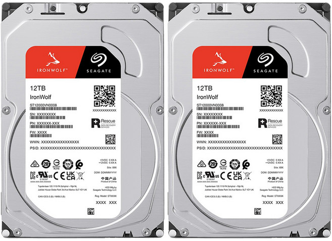 씨게이트 IronWolf NAS HDD 패키지 2p, 12TB, ST12000VN0008
