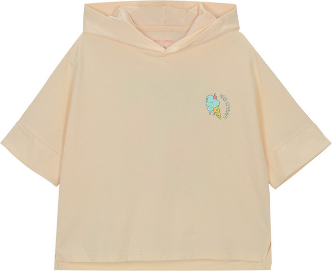 애플핑크 주니어 4.5부 젤라또후드 티셔츠 S301