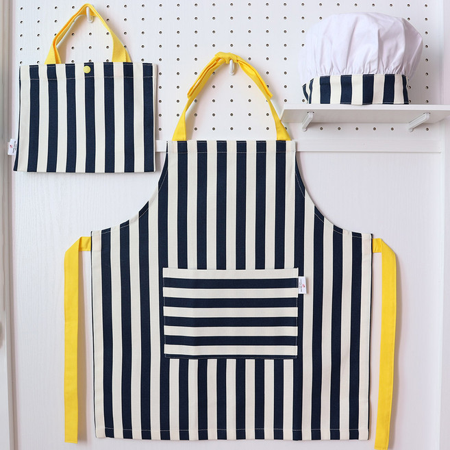 슈슈룸 아동용 앞치마 + 요리사 모자 + 도트백 세트