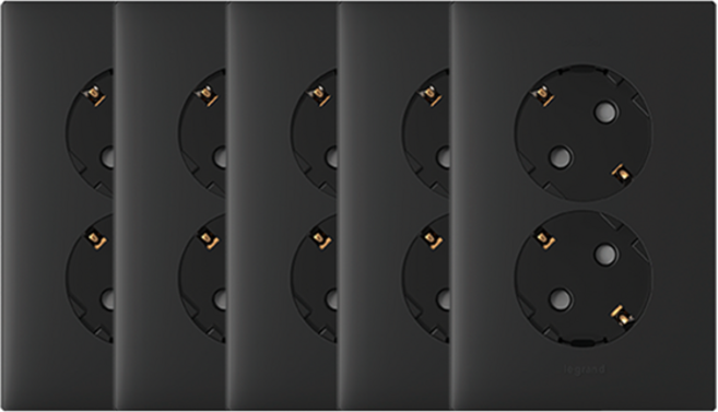 르그랑 아펠라 Simple 2구 매입콘센트 45도 핀타입 블랙, 5개