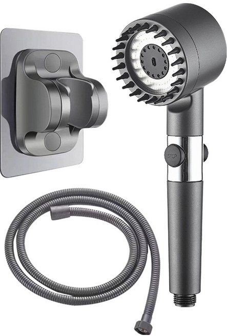 리브리카 필터 샤워기 + 샤워호스 1.5m + 샤워기걸이 세트, 블랙, 1세트