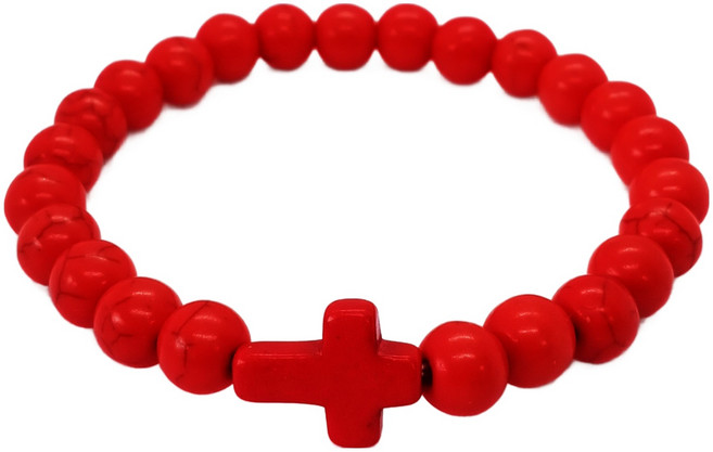 썬앤드림 그레이스 십자가 팔찌 19cm, 레드, 1개
