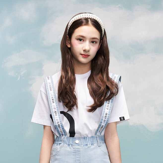 애플핑크 주니어 볼드레터링나염반팔 티셔츠 S317