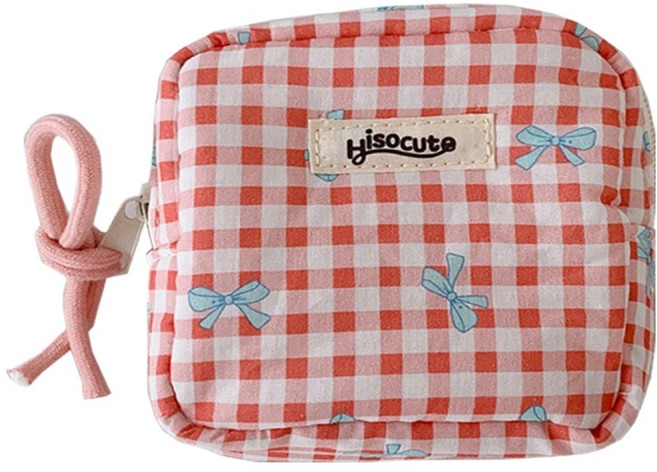 히소큐트 뷰레이터닷컴 체크 리본 미니 파우치