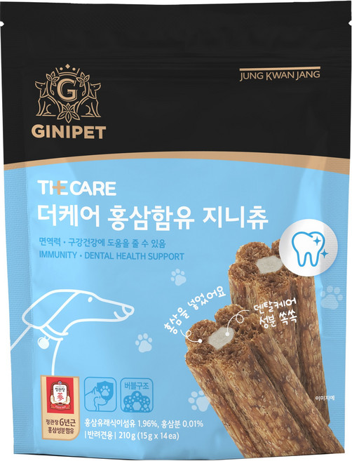 정관장지니펫 강아지 더케어 홈삼함유 지니츄 14p, 210g, 1개, 고소한맛 가수분해오리