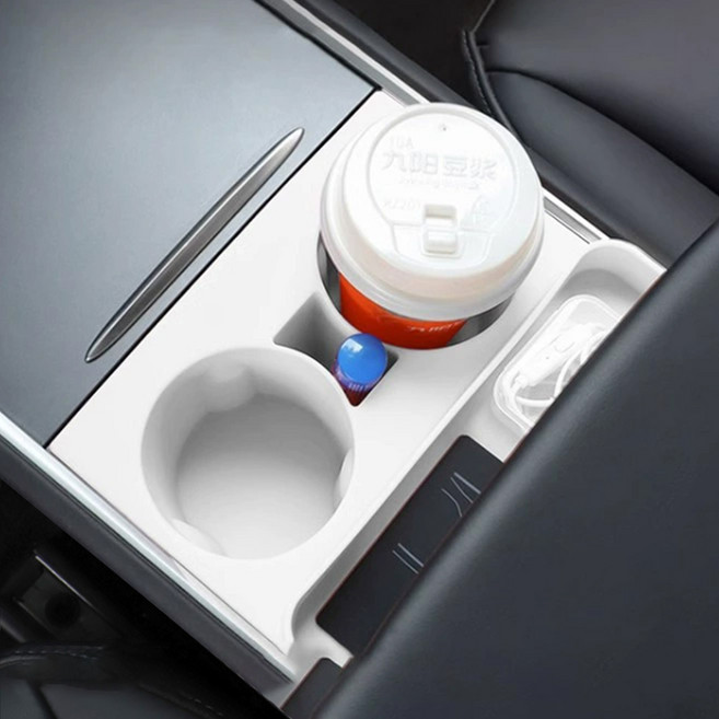 카에버 테슬라 전용 호환 먼지 방지 컵홀더 틈새 수납 패드, 화이트, 모델3 하이랜드