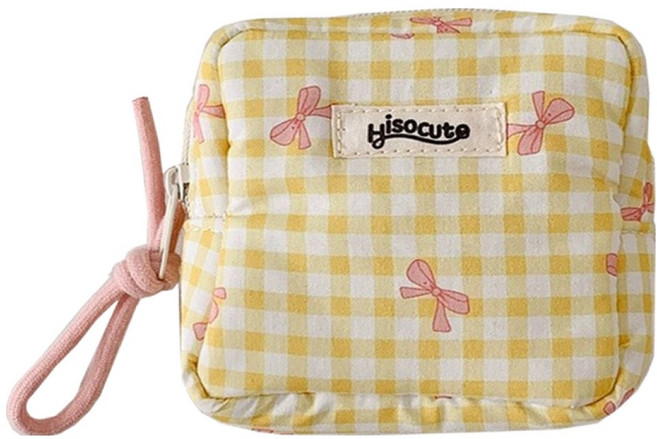 뷰레이터닷컴 체크 리본 미니 파우치