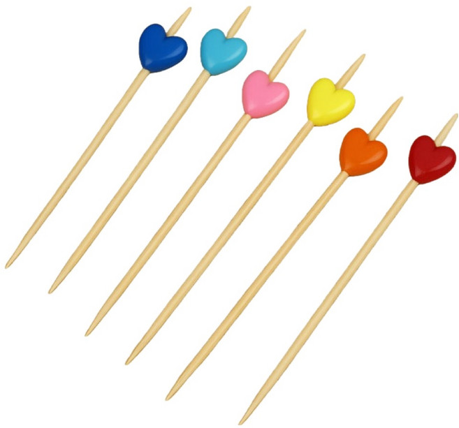 스완 일회용 장식 과일 떡볶이 순대 고급 감성 하트 꼬지 90mm, 1개, 100개입