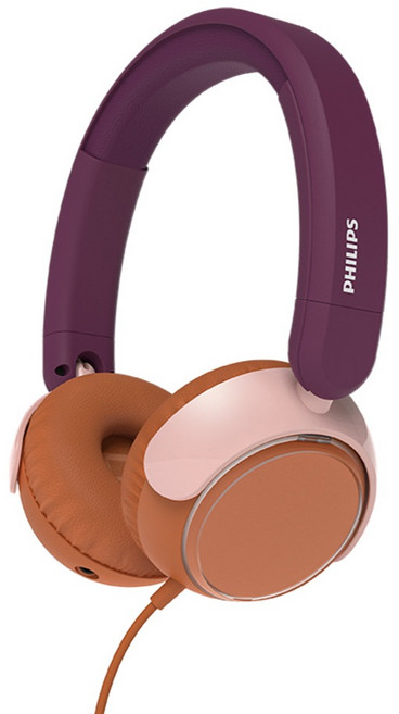 필립스 아동용 음량제한 오디오 공유 C타입 어댑터 유선 헤드폰 3.5mm, 마젠타 퍼플, TAK2000