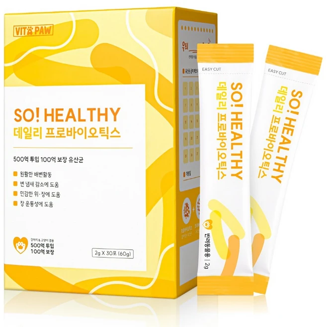 비타파우 반려동물 쏘헬시 데일리 프로바이오틱스 영양제, 60g, 장건강/유산균, 1개 - 쿠팡