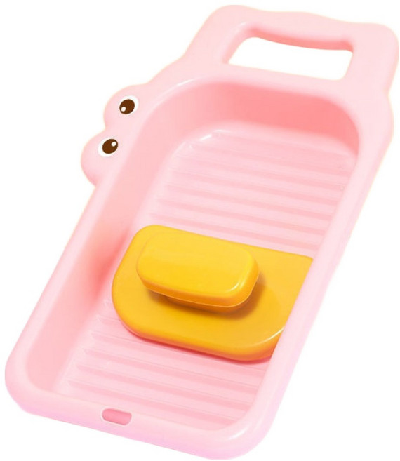 에스비 롤러형 속옷 양말 미니 손 빨래판 32 x 18 cm + 브러시 세트, 핑크, 1세트