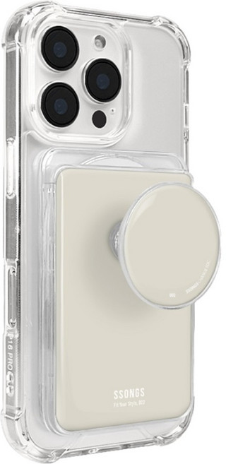 쏭스 맥세이프 컬러 에폭시 그립 3카드팩 톡홀더, 베이지, 1개